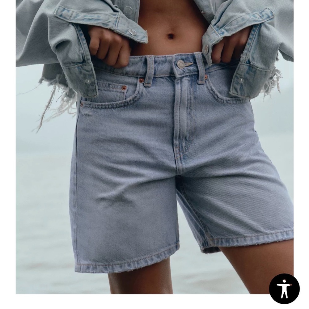 Zara Authentic Denim Shorts in Light Blue